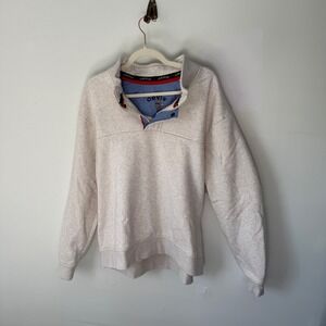 Orvis Mens Quarter Zip Sweatshirt Oatmeal Heather Fly Fishing Logo 2XL